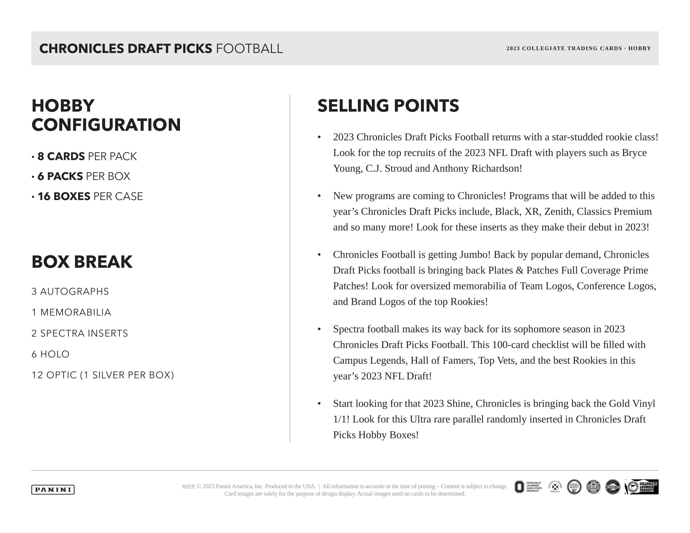 2022 Panini Chronicles Draft Picks Hobby Football Checklist