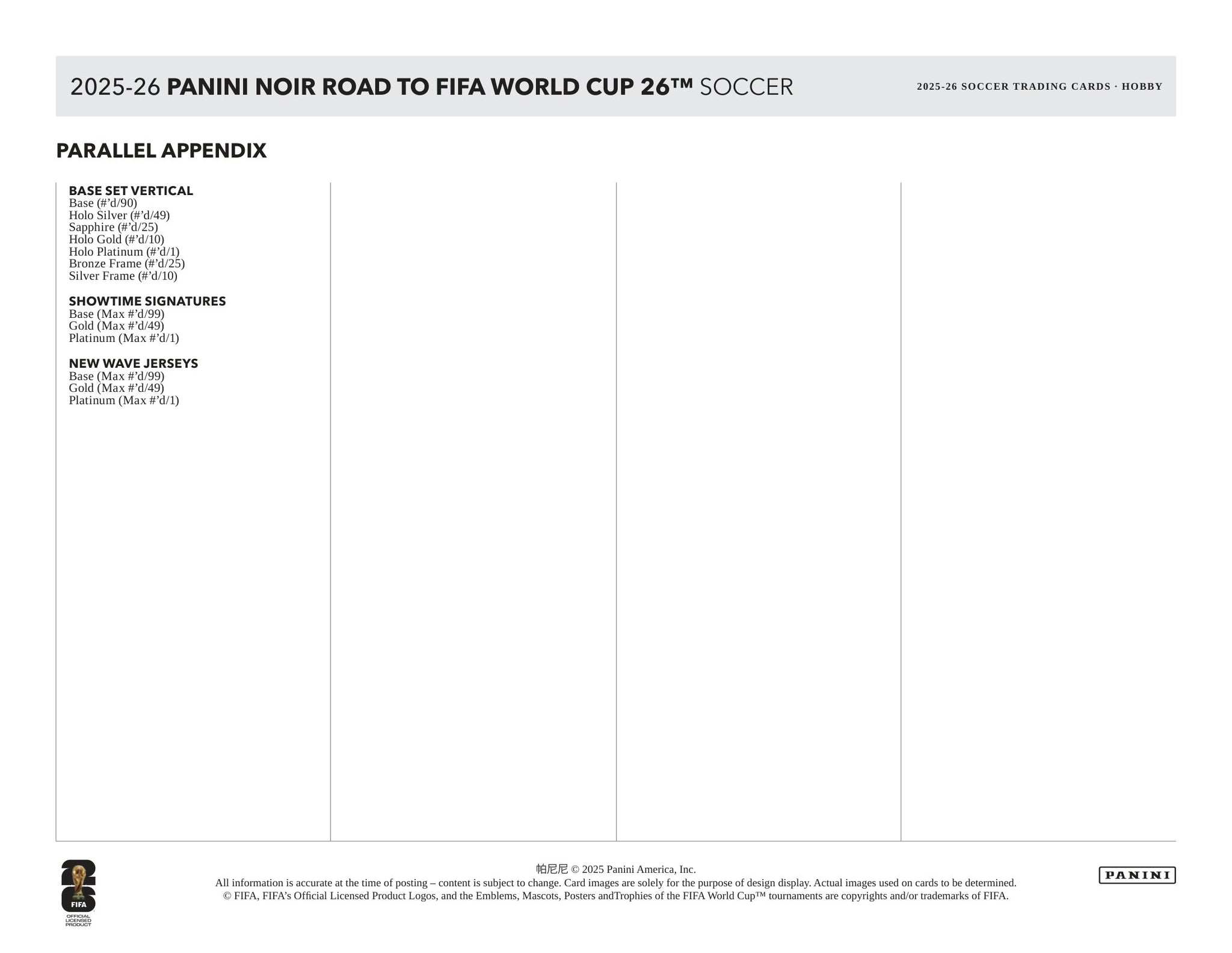 2025-26 Panini NOIR Road to FIFA World Cup Soccer Hobby Box – CB Hobby