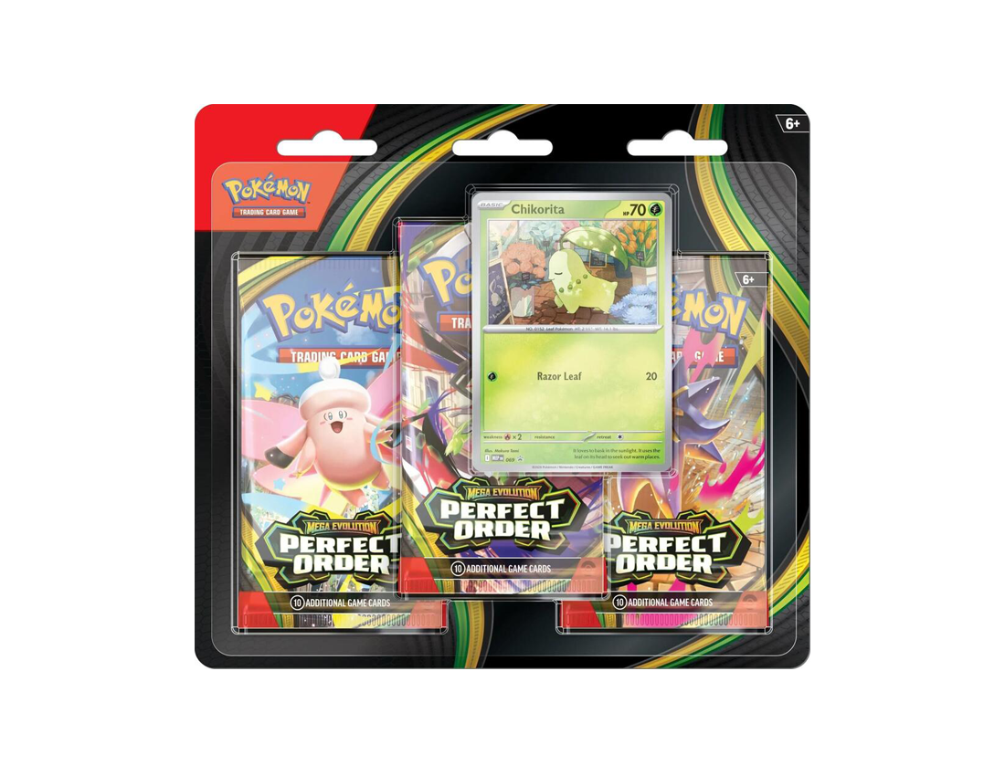 evolution pokemon card packs Pokémon Mega Evolution: Perfect Order 3-Pack Blister – CB Hobby