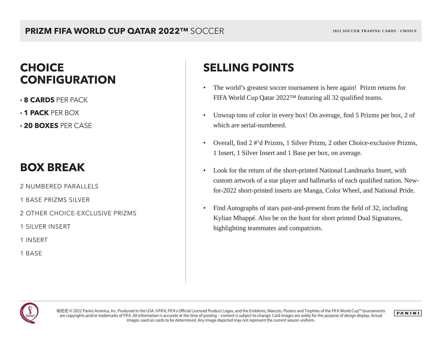 2022 Panini Prizm World Cup Soccer Breakaway 20 Box Case