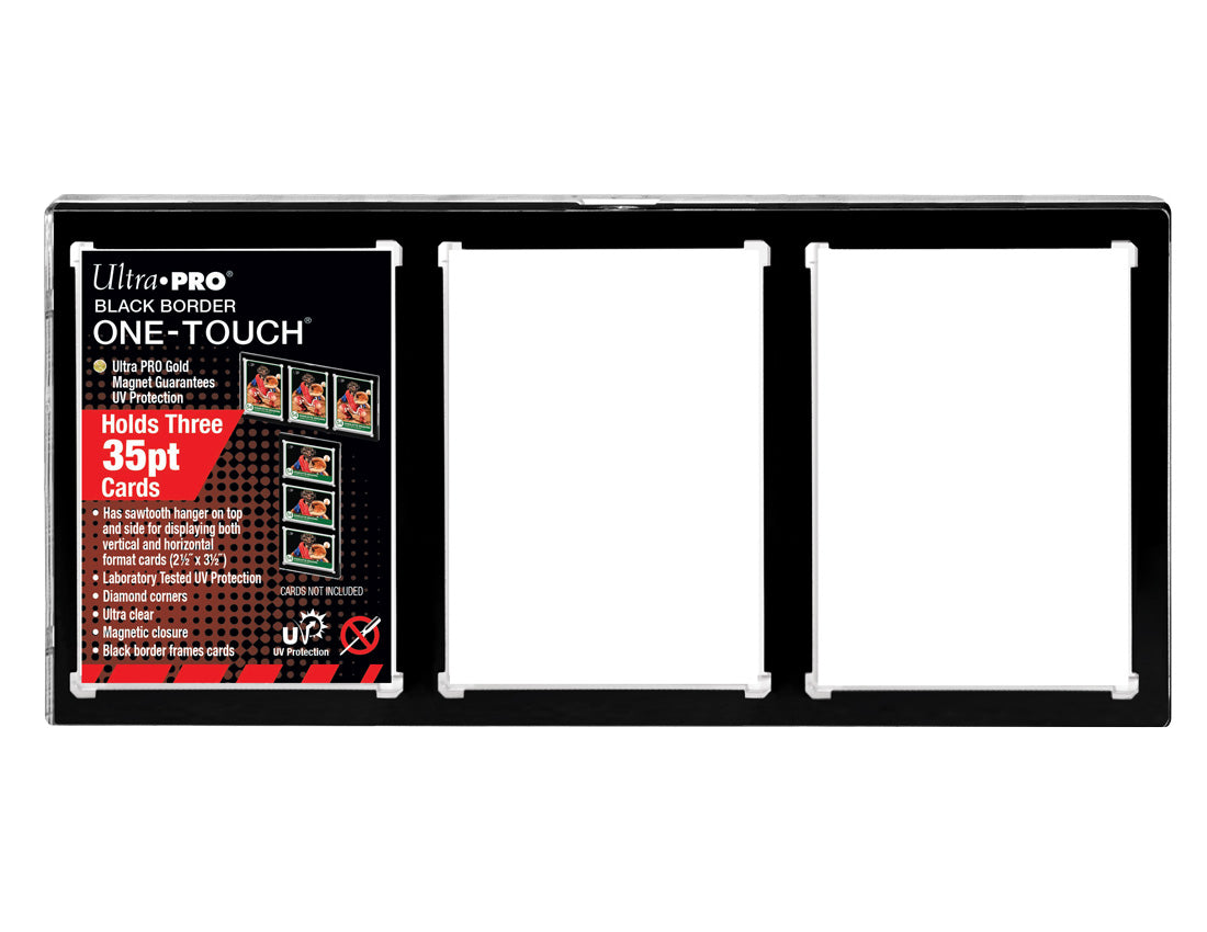 Ultra Pro - 35PT 3-Card UV ONE-TOUCH Magnetic Holder - Black Border Ultra Pro - 35PT 3-Card UV ONE-TOUCH Magnetic Holder - Black Border